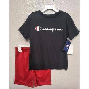 Nwt Boys Champion 2 Piece Short Active Comfort Set Red & Black Size 6